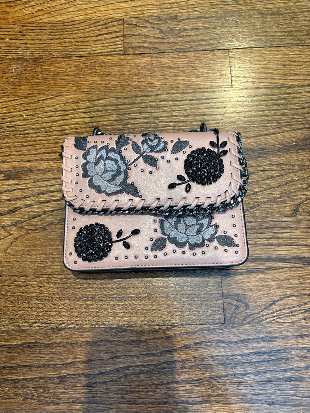 Top Shop Pink Floral Embellished Crossbody Bag